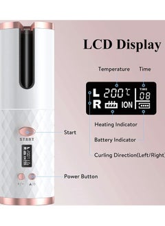 SOLARAE Cordless Automatic Hair Curler LED Display Intelligent USB Rechargeable Hair Curler, Automatic Hair Curler (White)  - Image 2