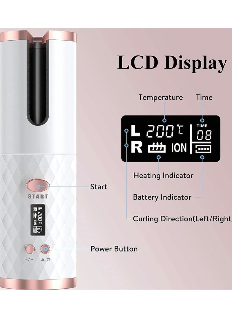 SOLARAE Cordless Automatic Hair Curler LED Display Intelligent USB Rechargeable Hair Curler, Automatic Hair Curler (White)  - Image 2
