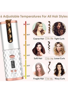 SOLARAE Cordless Automatic Hair Curler LED Display Intelligent USB Rechargeable Hair Curler, Automatic Hair Curler (White)  - Image 3