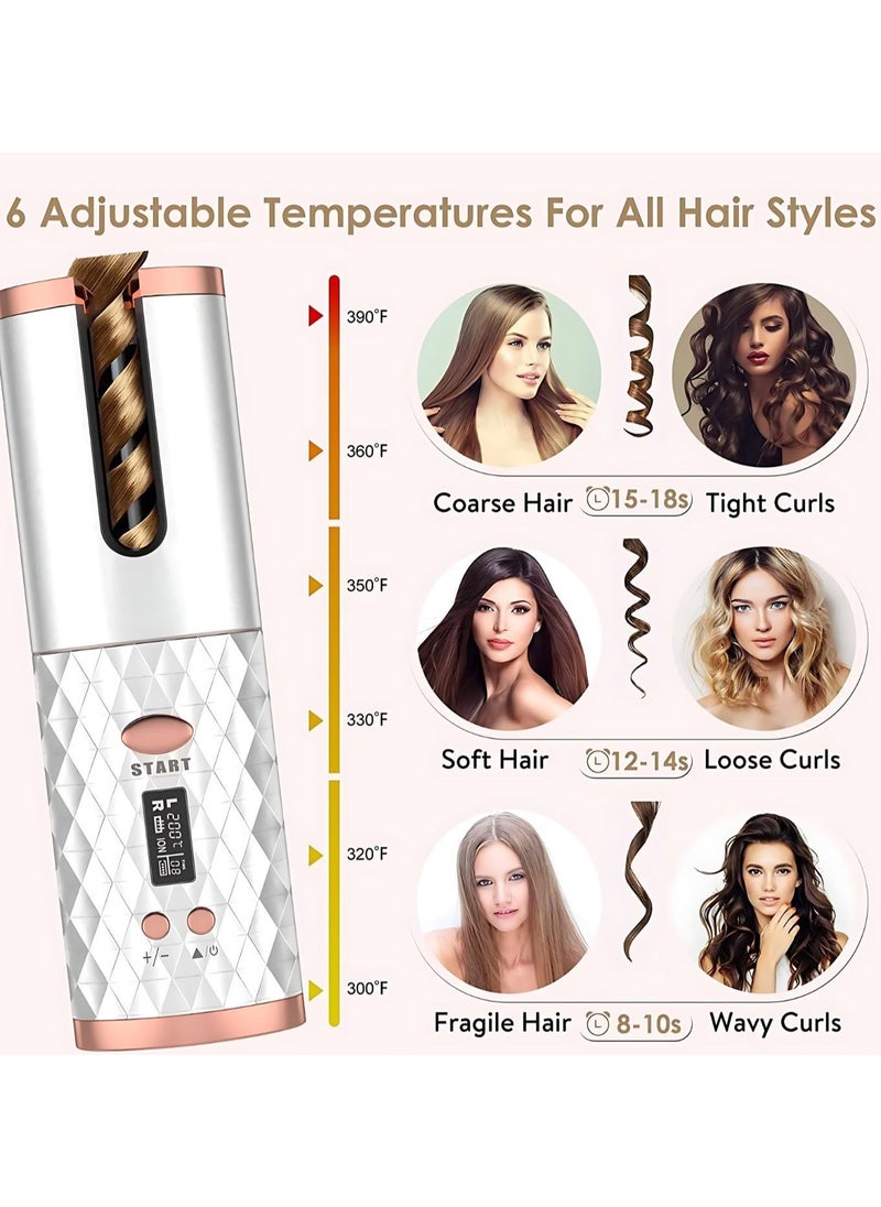 SOLARAE Cordless Automatic Hair Curler LED Display Intelligent USB Rechargeable Hair Curler, Automatic Hair Curler (White)  - Image 3
