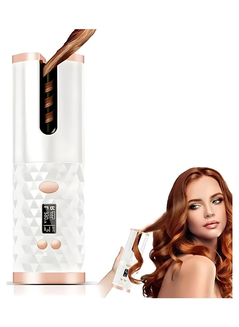 SOLARAE Cordless Automatic Hair Curler LED Display Intelligent USB Rechargeable Hair Curler, Automatic Hair Curler (White)  - Image 4