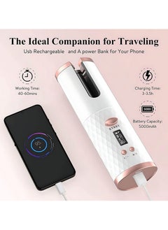 SOLARAE Cordless Automatic Hair Curler LED Display Intelligent USB Rechargeable Hair Curler, Automatic Hair Curler (White)  - Image 5
