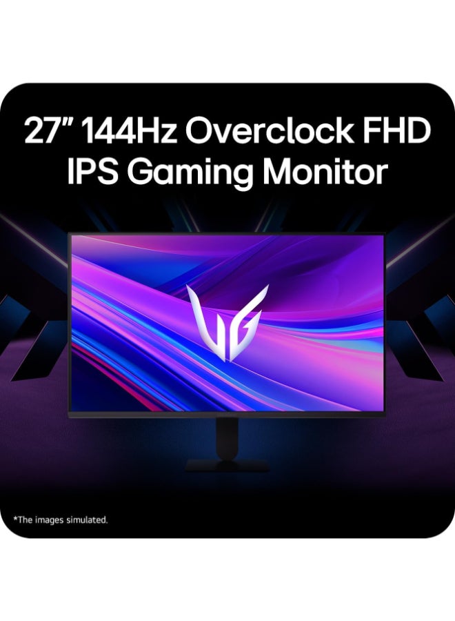 LG 27 inch Ultragear Full HD (1920 x 1080) IPS Gaming Monitor, 144Hz (O/C), 1ms MBR, NVIDIA G-Sync Compatible, AMD FreeSync, HDR10, HDMI, DisplayPort, Slim Stand 27G411A- black - Image 2