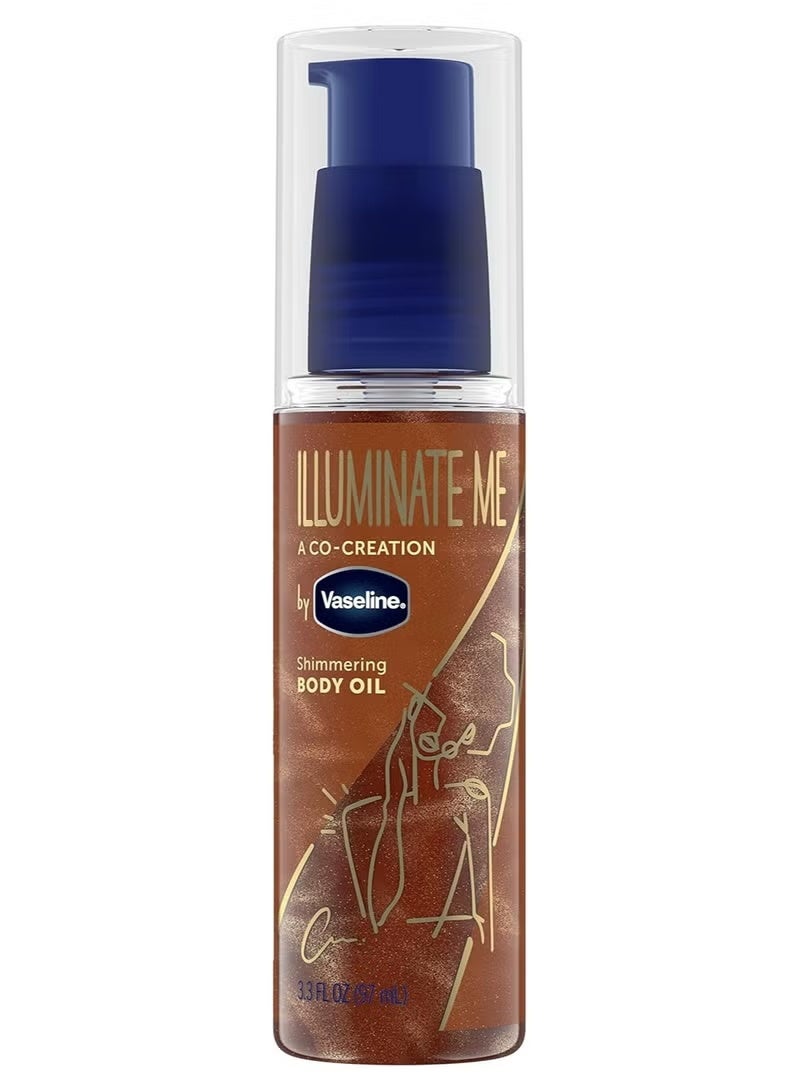 Vaseline Illuminate Me Shimmering Body Oil Created for Melanin Rich Skin, Illuminates Skin with Finishing Touch of Shimmer for Glowing Skin 3.3 oz