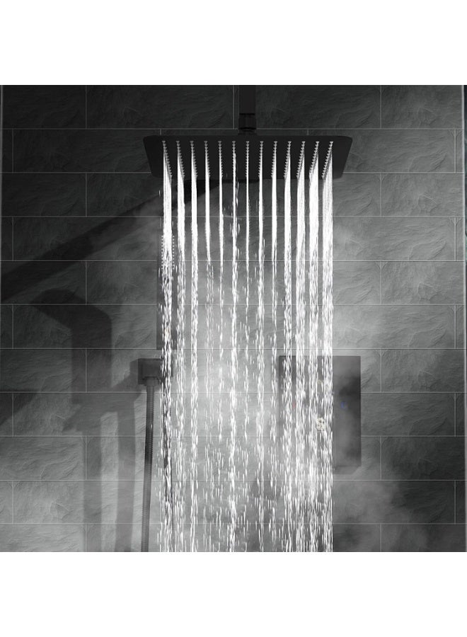 Arabest Shower Set, Shower Kit 8-Inch Shower Head with Handheld Including Rough-in Valve Body, Storage rack and Trim Bathroom Rainfall Shower Kit Square  - Image 3