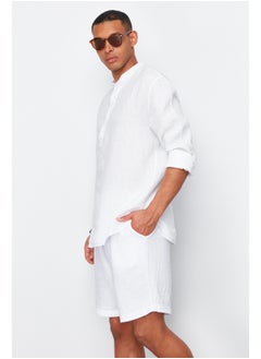 trendyol شورت صيفي منسوج من قماش الموسلين الأبيض TMNSS24SR00059  - Image 2
