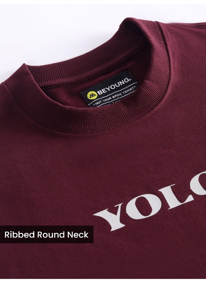 Beyoung Wine YOLO Back Patch Print Oversized T-Shirt  - Image 4
