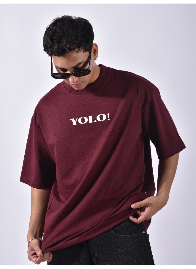 Beyoung Wine YOLO Back Patch Print Oversized T-Shirt  - Image 2
