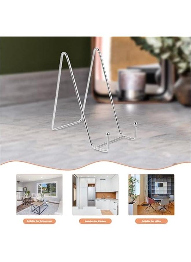 Plate Stands for Large Heavy Duty Display Metal Picture Frame Holder Stand Table Top Easels for Decorative Platter, Book, Plaque, Photo Silver