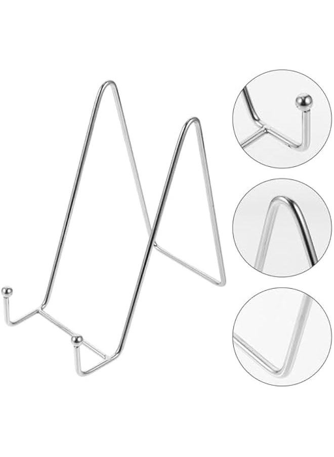 Plate Stands for Large Heavy Duty Display Metal Picture Frame Holder Stand Table Top Easels for Decorative Platter, Book, Plaque, Photo Silver