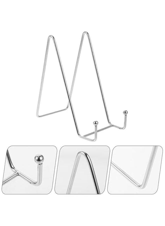 Plate Stands for Large Heavy Duty Display Metal Picture Frame Holder Stand Table Top Easels for Decorative Platter, Book, Plaque, Photo Silver