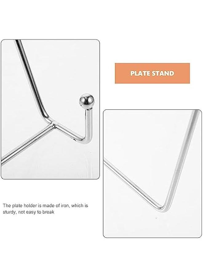 Plate Stands for Large Heavy Duty Display Metal Picture Frame Holder Stand Table Top Easels for Decorative Platter, Book, Plaque, Photo Silver