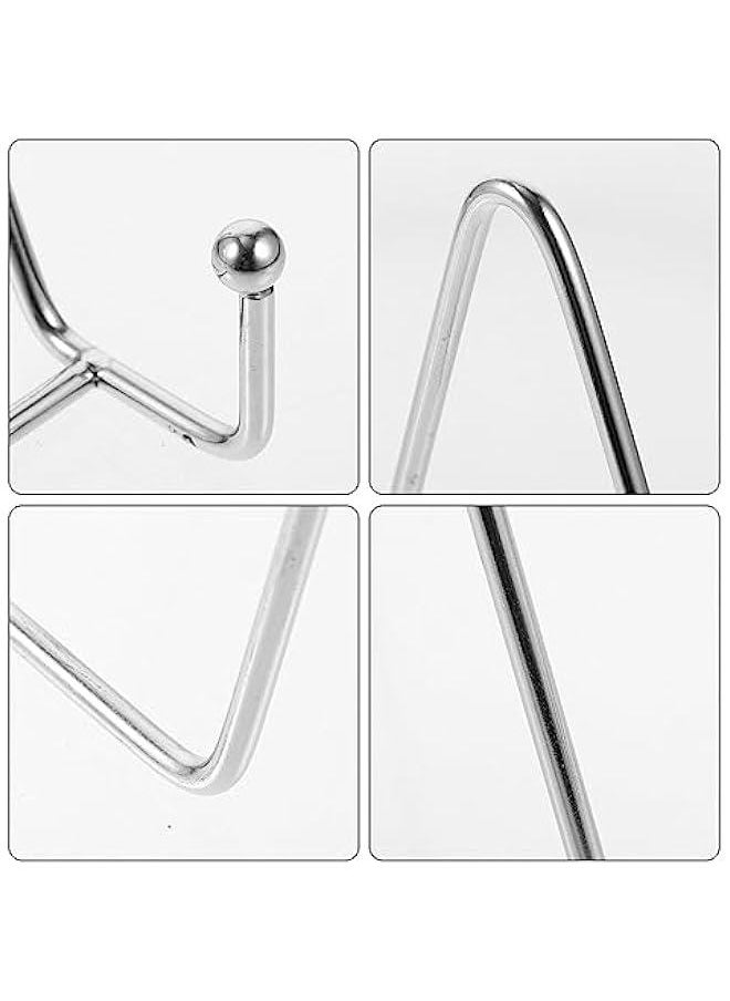 Plate Stands for Large Heavy Duty Display Metal Picture Frame Holder Stand Table Top Easels for Decorative Platter, Book, Plaque, Photo Silver