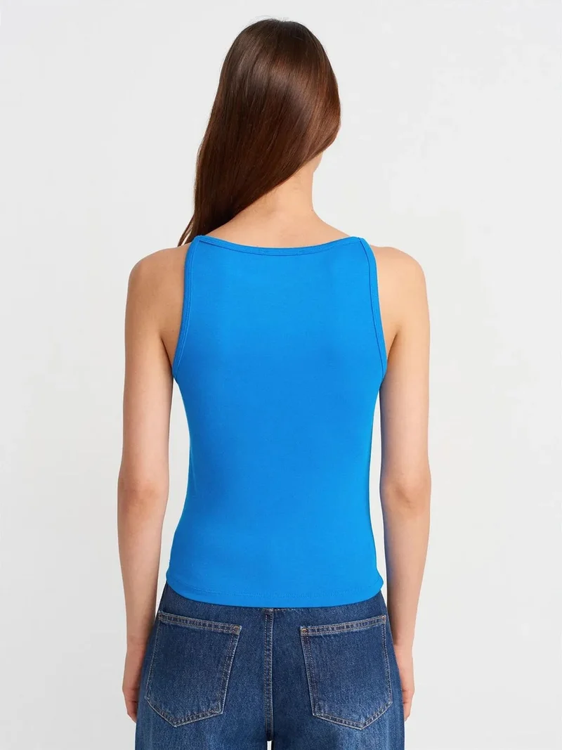 ديلفين Dilvin Ribbed Halterneck Slim-Fit Blouse