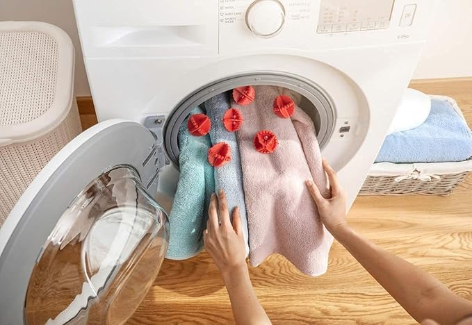 daesgesage كرات غسيل الغسالة الناعمة لتنظيف الملابس وتجفيفها وفصل التشابك قابلة لإعادة الاستخدام كرة سيليكون لتنظيف الأقمشة غسالة سريعة التجفيف 6 قطع - Image 4