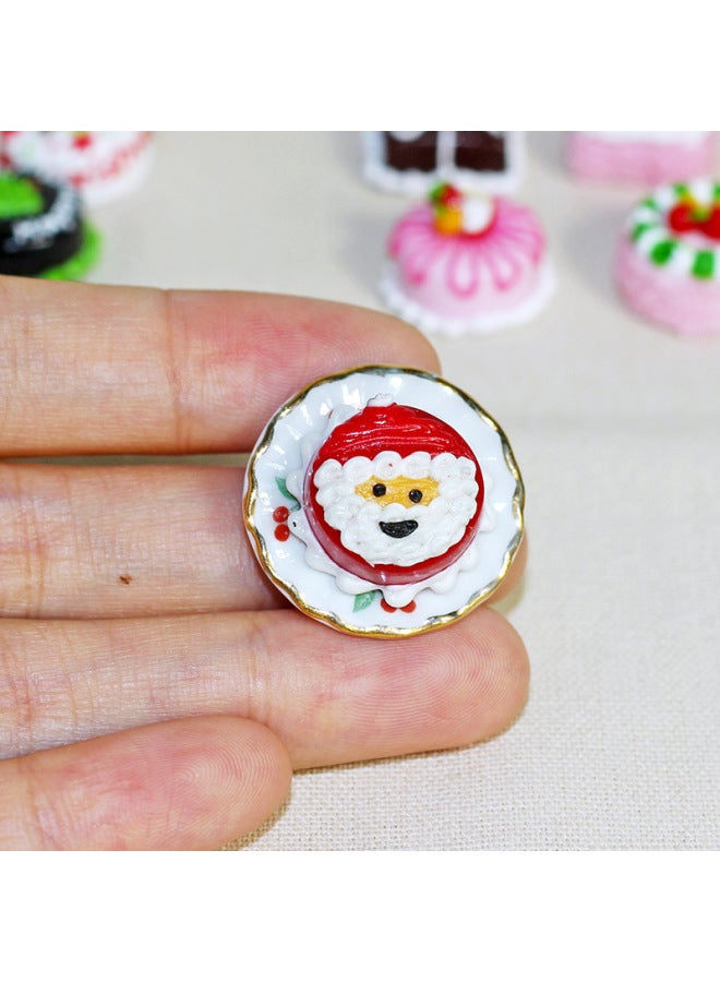Loquat Doll House Miniature Food Play Decoration Toy Mini Simulation Fruit  Cake + Plate T105-Color:C Cake + Dish (random Cake)-Height:1 Dish +1 Cake (shape Pattern Color Random Hair) - Image 5