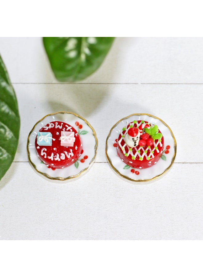 Loquat Doll House Miniature Food Play Decoration Toy Mini Simulation Fruit  Cake + Plate T105-Color:C Cake + Dish (random Cake)-Height:1 Dish +1 Cake (shape Pattern Color Random Hair) - Image 3