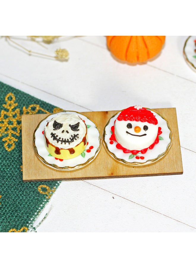 Loquat Doll House Miniature Food Play Decoration Toy Mini Simulation Fruit  Cake + Plate T105-Color:C Cake + Dish (random Cake)-Height:1 Dish +1 Cake (shape Pattern Color Random Hair) - Image 4