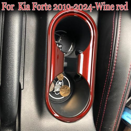 MUXEE لكيا فورت 2019 2020 2021 2022 2023 2024 غطاء لوحة حامل الأكواب باللون الأحمر النبيذي - ترقيات رياضية لملحقات الداخلية (1 قطعة) - لا يناسب طرازات GT-Line و GT - Image 2