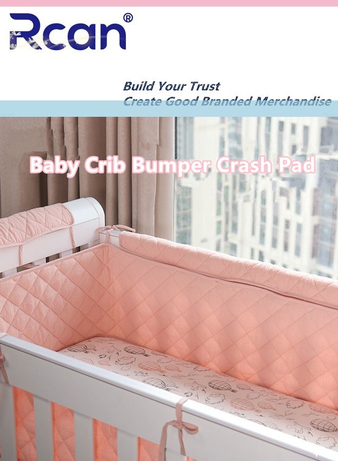 Rcan Crib Bumper, Cotton Crib Liner, Impact Barrier Around Crib, Padded Soft Fence Mat Covers Four Sides, Suitable for Kids Room Crib, Kid's Bed  - Image 1
