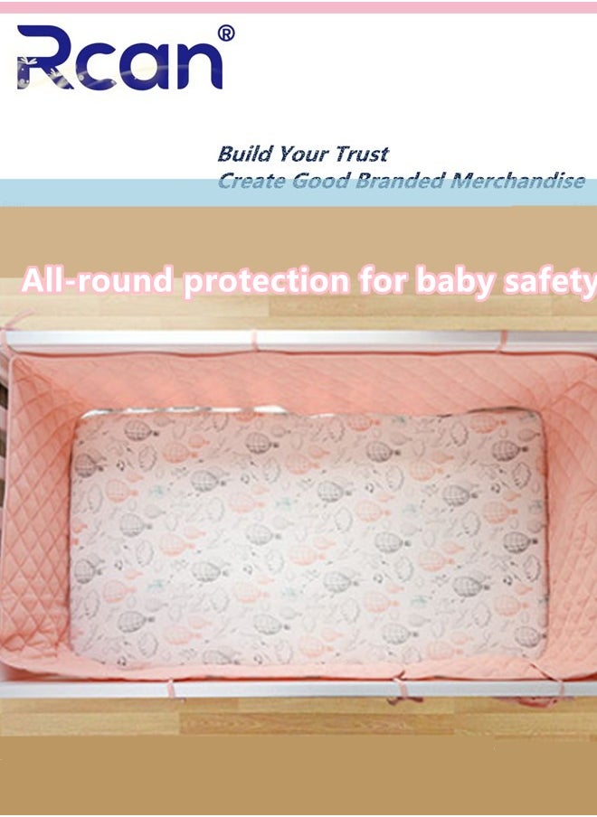 Rcan - Crib Bumper, Cotton Crib Liner, Impact Barrier Around Crib, Padded Soft Fence Mat Covers Four Sides, Suitable for Kids Room Crib, Kid's Bed - Image 1