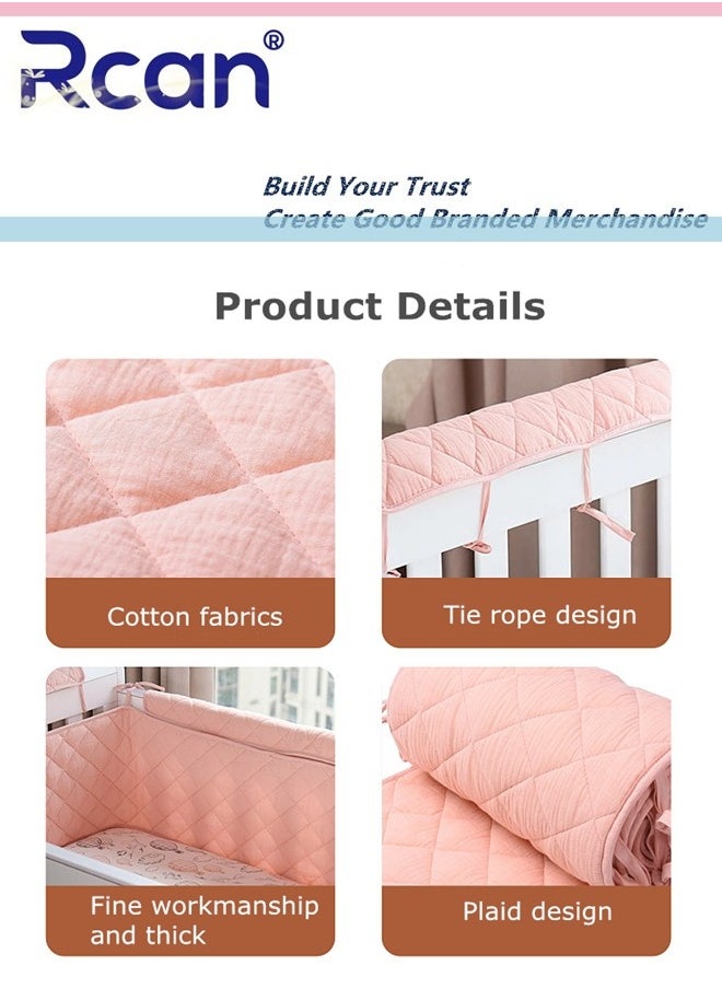 Rcan - Crib Bumper, Cotton Crib Liner, Impact Barrier Around Crib, Padded Soft Fence Mat Covers Four Sides, Suitable for Kids Room Crib, Kid's Bed - Image 1