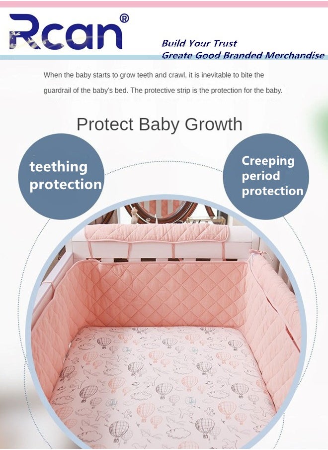 Rcan - Crib Bumper, Cotton Crib Liner, Impact Barrier Around Crib, Padded Soft Fence Mat Covers Four Sides, Suitable for Kids Room Crib, Kid's Bed - Image 1