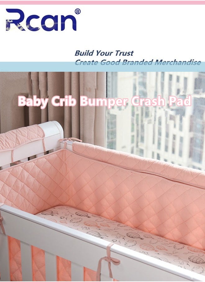 Rcan - Crib Bumper, Cotton Crib Liner, Impact Barrier Around Crib, Padded Soft Fence Mat Covers Four Sides, Suitable for Kids Room Crib, Kid's Bed - Image 1