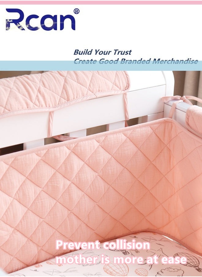 Rcan - Crib Bumper, Cotton Crib Liner, Impact Barrier Around Crib, Padded Soft Fence Mat Covers Four Sides, Suitable for Kids Room Crib, Kid's Bed - Image 1