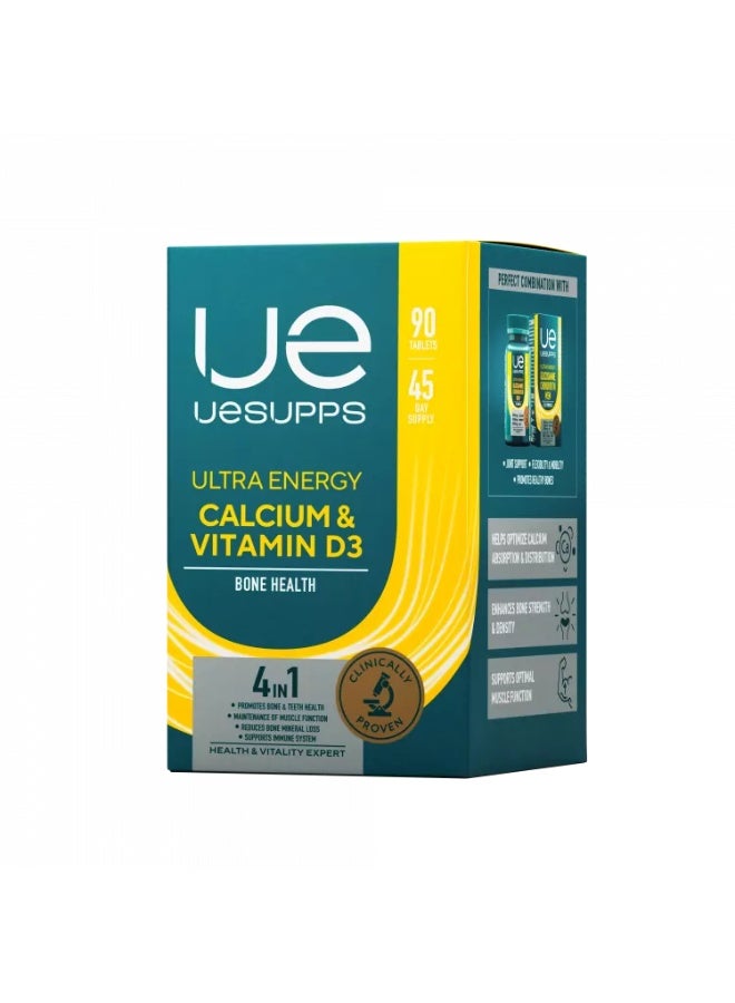 يو-سابس (UESUPPS) كالسيوم وفيتامين د3 "ألترا إنيرجي" - 90 قرصاً