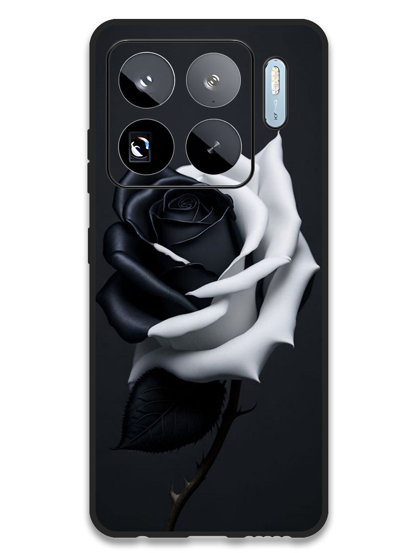 Theodor Case Compatible with Xiaomi 15S Pro 6.73 Inch Protection Shockproof Bumper Cover Black and White Rose - Image 1