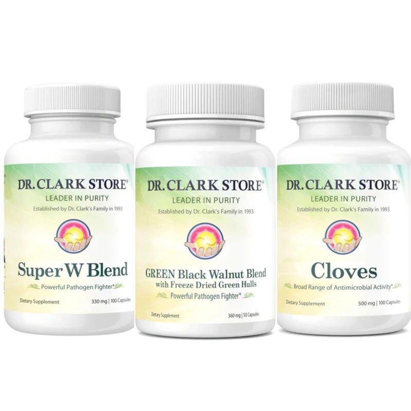 Dr Clark Store Intestine Support Cleanse Kit with FreezeDried Green Black Walnut Hulls Wormwood and ClovesHelps Maintain Optimum Intestinal Function