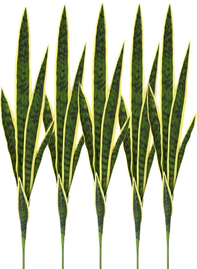 COTSEN 5 Pack Artificial Snake Plants Faux Agave Plant Fake Sansevieria Unpotted 30 inch Artificial Plants Suitable for Garden Home Office Indoor Outdoor Decoration (Yellow Green) - Image 1