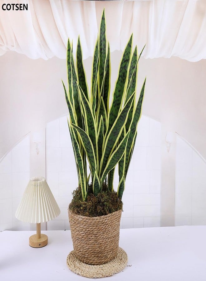 COTSEN 5 Pack Artificial Snake Plants Faux Agave Plant Fake Sansevieria Unpotted 30 inch Artificial Plants Suitable for Garden Home Office Indoor Outdoor Decoration (Yellow Green) - Image 4
