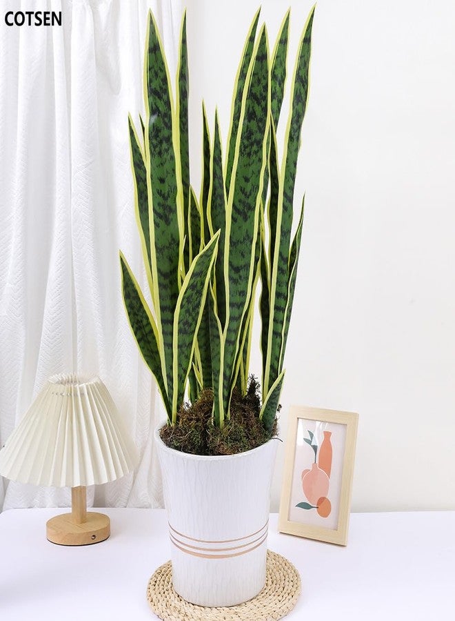 COTSEN 5 Pack Artificial Snake Plants Faux Agave Plant Fake Sansevieria Unpotted 30 inch Artificial Plants Suitable for Garden Home Office Indoor Outdoor Decoration (Yellow Green) - Image 2