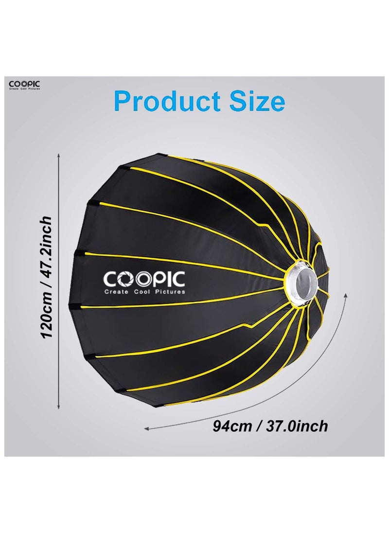 Coopic COOPIC Portable Hexagonal Softbox 120cm / 47.24inch with Soft Cloth and Honey Comb Umbrella Design Silver Reflector Soft Box for Speedlite Studio Flash Photography Light (CS-120)  - Image 2