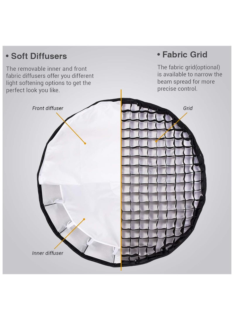 COOPIC Portable Hexagonal Softbox 120cm / 47.24inch with Soft Cloth and Honey Comb Umbrella Design Silver Reflector Soft Box for Speedlite Studio Flash Photography Light (CS-120)