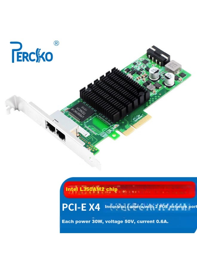 Percko Poe Network Card Pcie X4 Gigabit Dual-port Poe Powered Network Card Intel I350-t2 Chip Compatible With 82576 Dual-port I350-t4 Poe Four-port Ten Gigabit Poe Network Card - Image 1