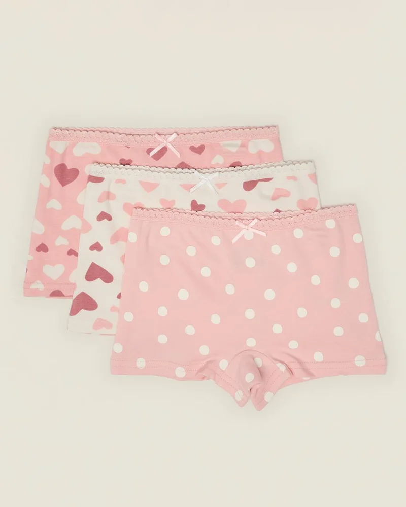 REDTAG Girls Assorted 3 Pack Printed Boxer Set