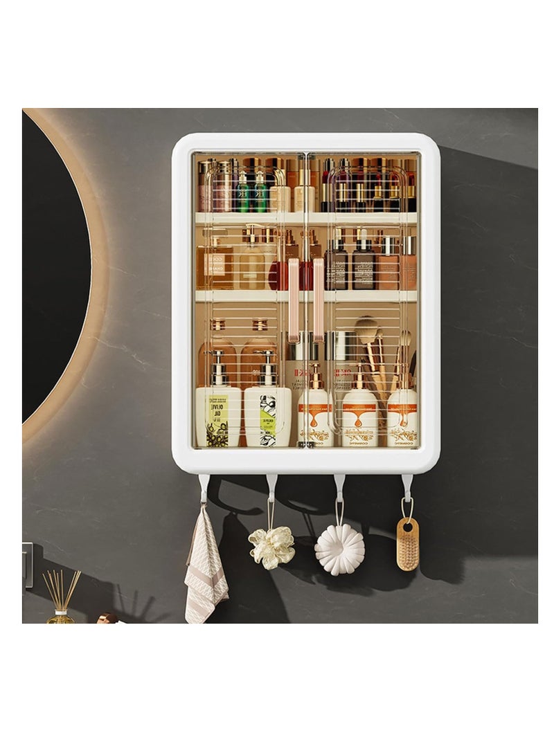 Generic Bathroom Wall Cabinet Wall Mounted Bathroom Cabinet 3 Tier Medicine Cabinet with Doors Cupboard Organizer Over The Toilet Space Saver Storage Cabinet for Bathroom Laundry Kitchen Living Room White  - Image 1