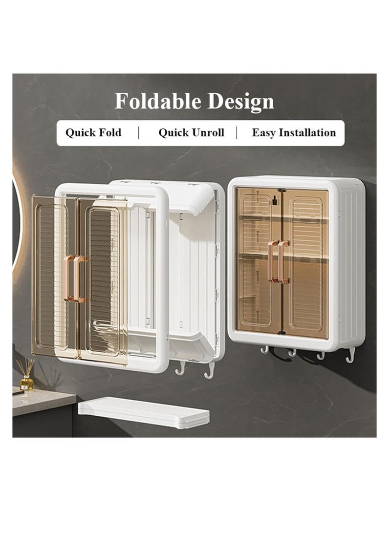 Generic Bathroom Wall Cabinet Wall Mounted Bathroom Cabinet 3 Tier Medicine Cabinet with Doors Cupboard Organizer Over The Toilet Space Saver Storage Cabinet for Bathroom Laundry Kitchen Living Room White  - Image 2