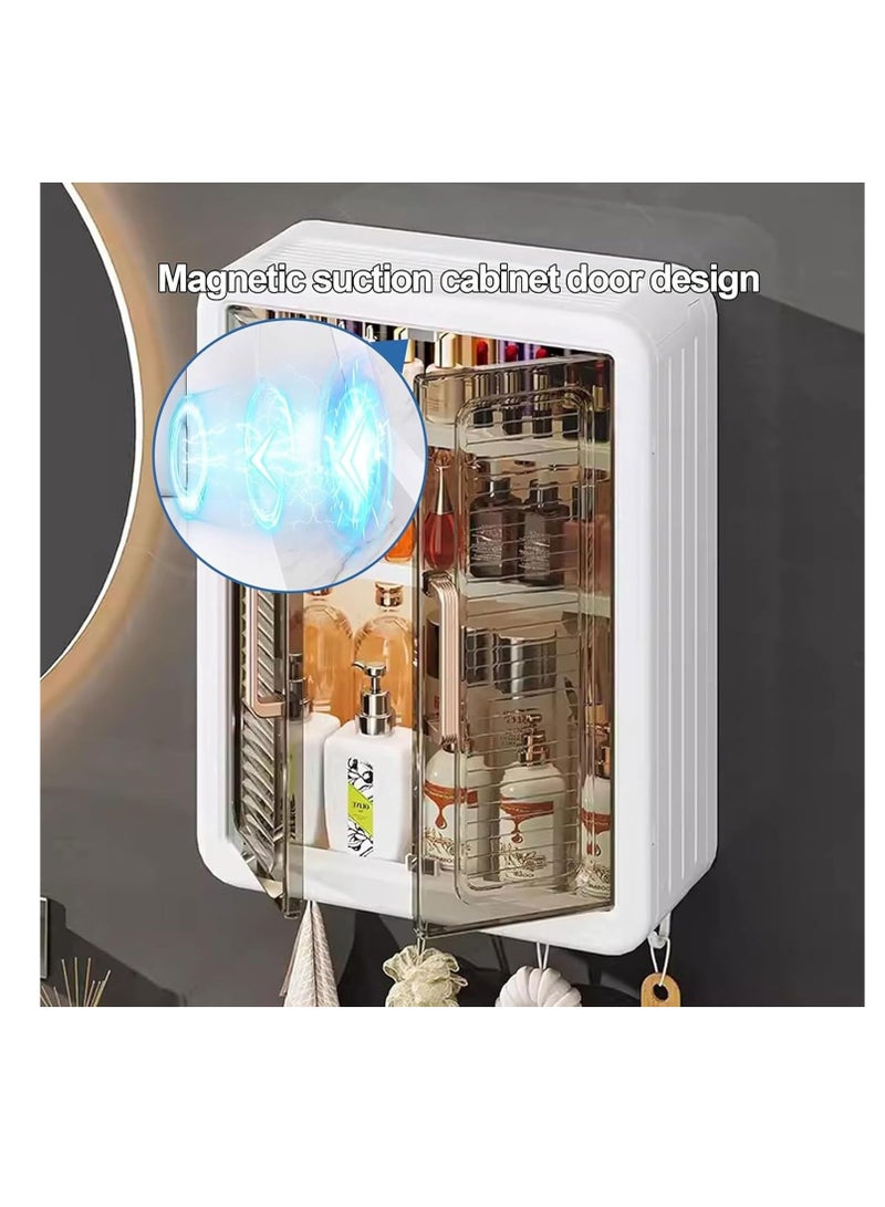 Generic Bathroom Wall Cabinet Wall Mounted Bathroom Cabinet 3 Tier Medicine Cabinet with Doors Cupboard Organizer Over The Toilet Space Saver Storage Cabinet for Bathroom Laundry Kitchen Living Room White  - Image 3
