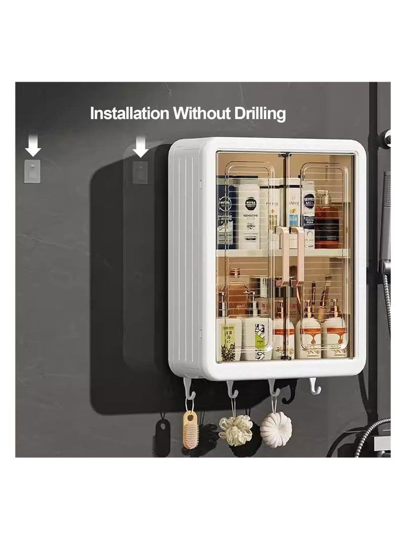Generic Bathroom Wall Cabinet Wall Mounted Bathroom Cabinet 3 Tier Medicine Cabinet with Doors Cupboard Organizer Over The Toilet Space Saver Storage Cabinet for Bathroom Laundry Kitchen Living Room White  - Image 4