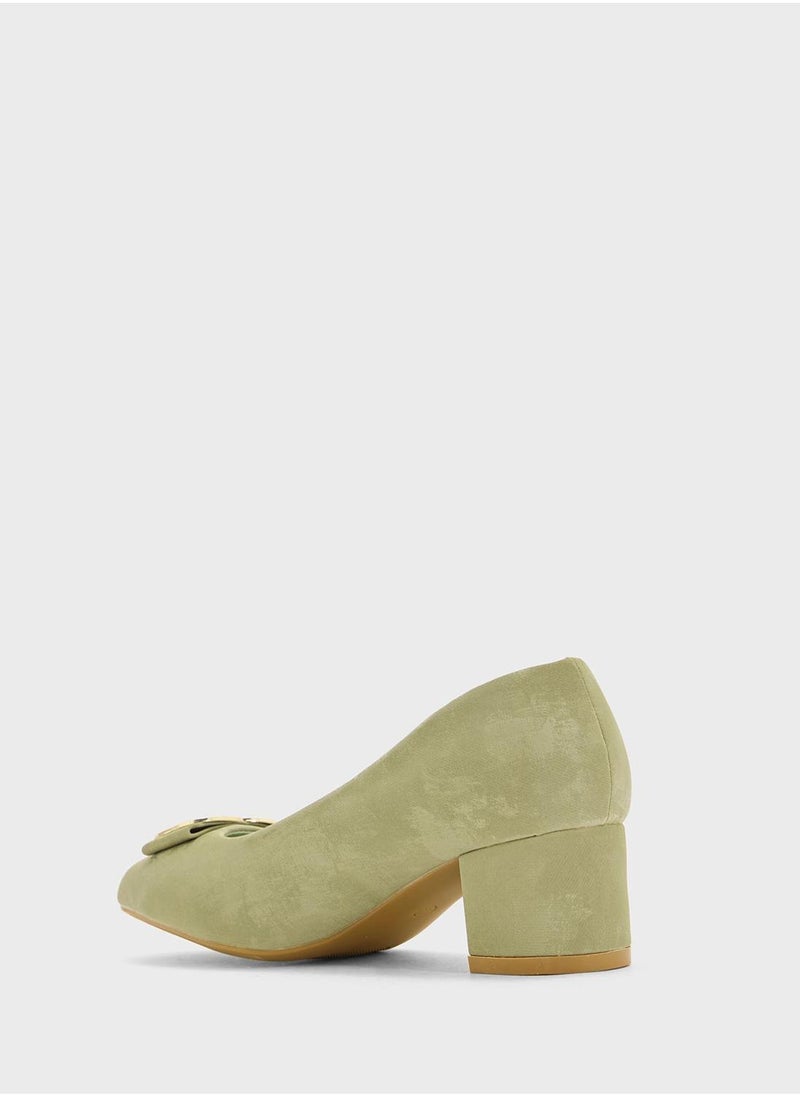 Pink Step Low Block Heeled Pump  - Image 3