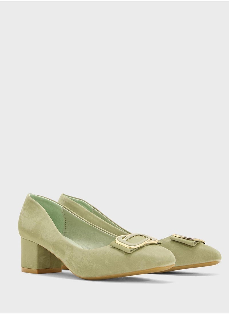 Pink Step Low Block Heeled Pump  - Image 4