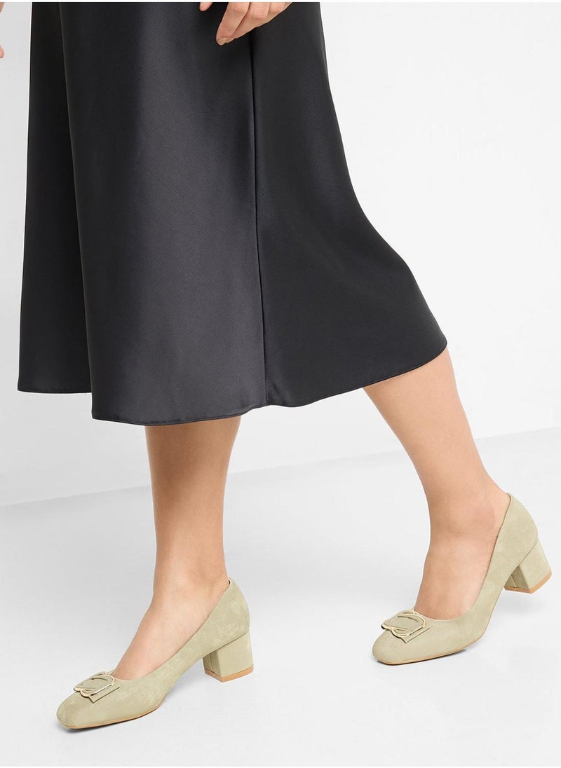 Pink Step Low Block Heeled Pump  - Image 5