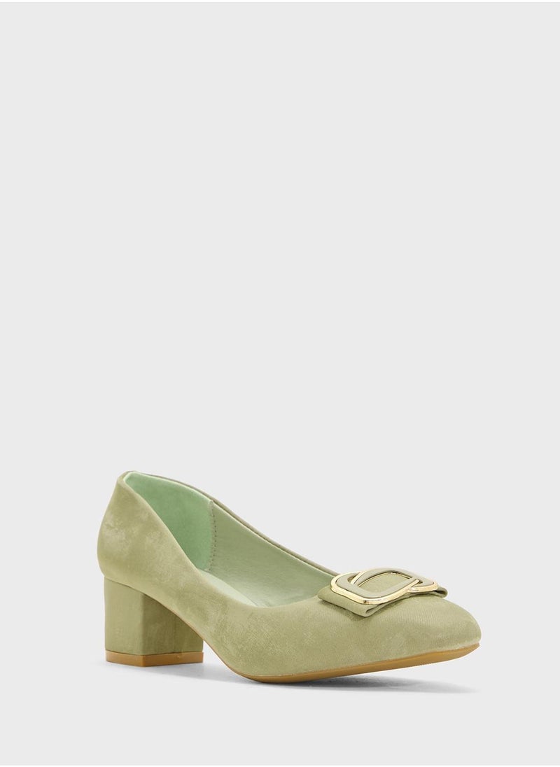 Pink Step Low Block Heeled Pump  - Image 2