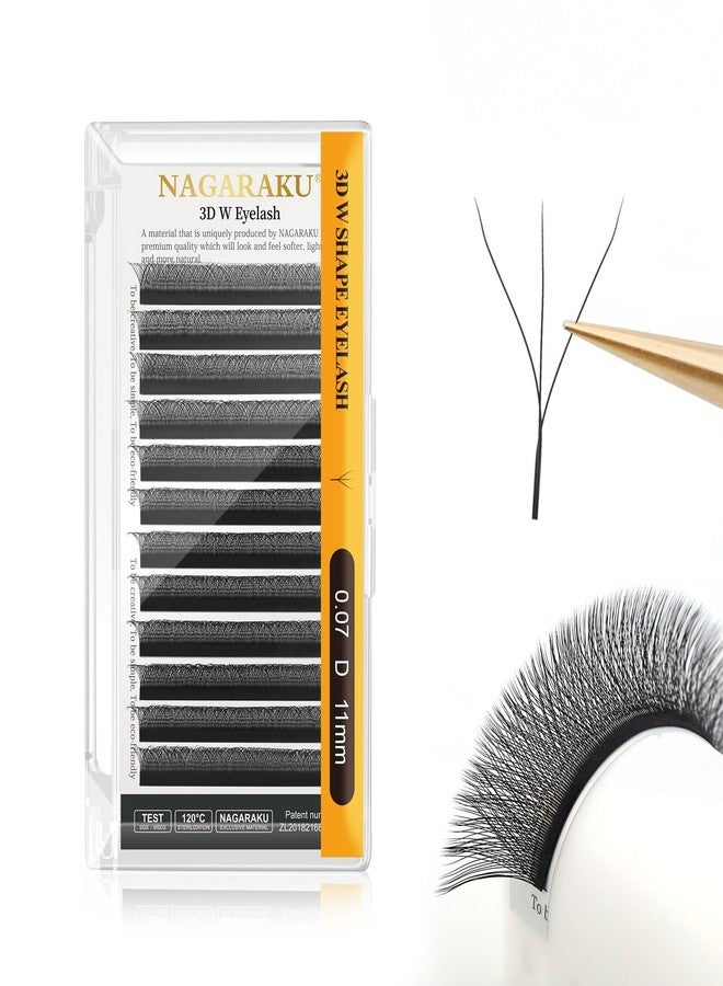 NAGARAKU W Eyelash Extension 3D Volume Premade Fan 0.07mm D curl 11mm from BELLE GAGA Matte Black Cluster Easy Fanning yy Eye Lashes - Image 1