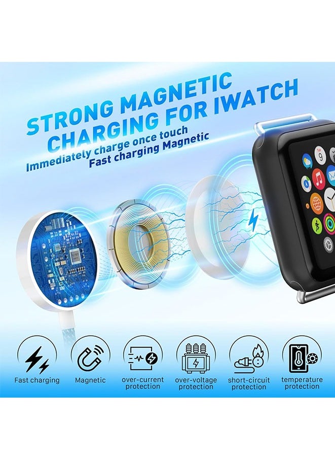 Muyixin - Charging USB C Watch Phone Charger 3 in 2 Cable, Compatible with Apple Watch Ultra SE Series 1-8, Universal Travel Multi Devices All in One Cord, 4FT/1.2M - Image 1