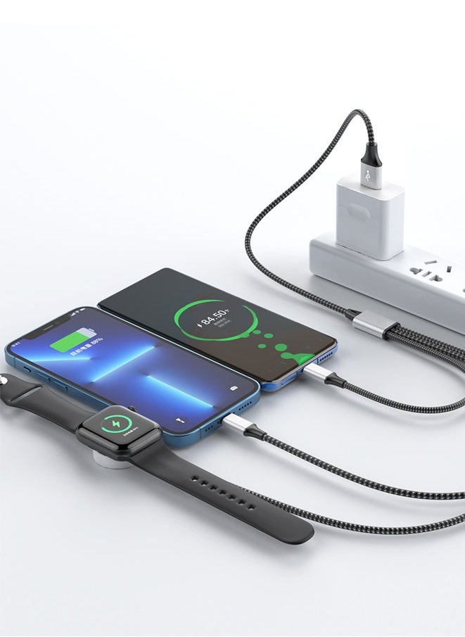 Muyixin - Charging USB C Watch Phone Charger 3 in 2 Cable, Compatible with Apple Watch Ultra SE Series 1-8, Universal Travel Multi Devices All in One Cord, 4FT/1.2M - Image 1